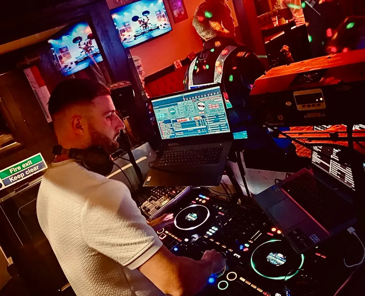 Shaun DJing in a pub