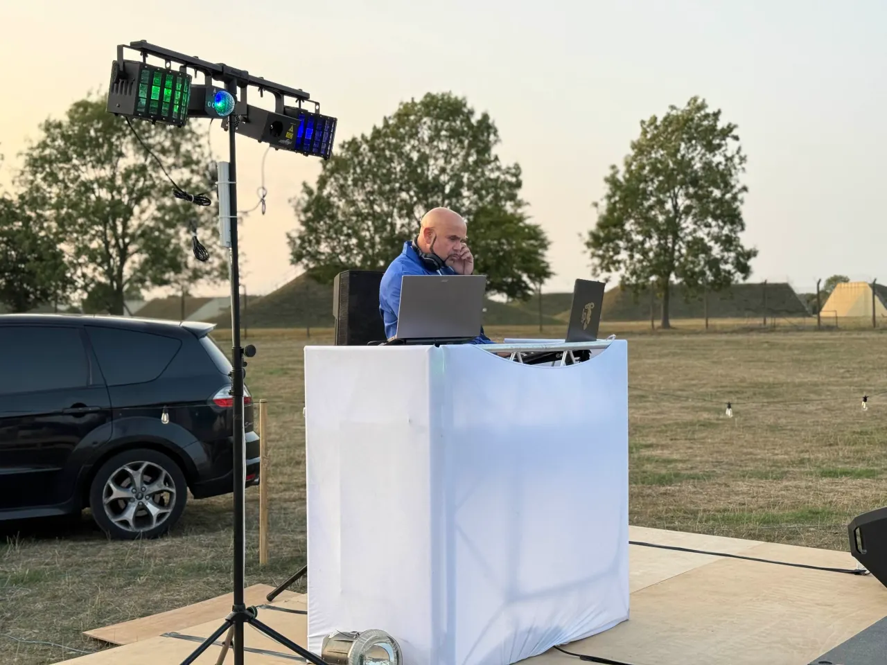 A photo of Jon DJing at an event