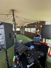A photo of DJ decks at an event