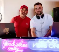 Jon and Shaun behind their DJ Booth