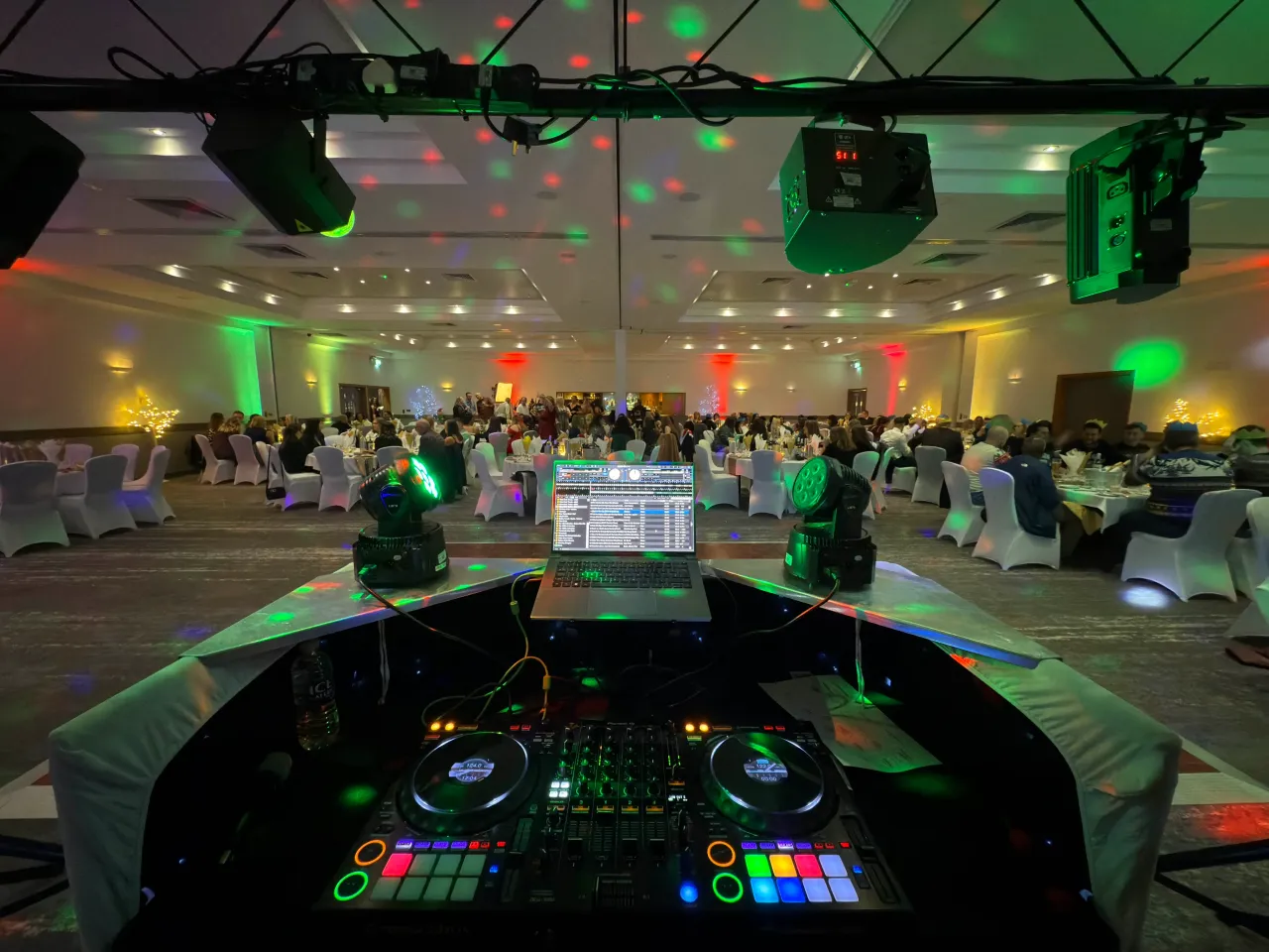 Full DJ setup at a wedding venue