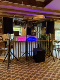 Good Vibes Only DJ equipment setup at an event